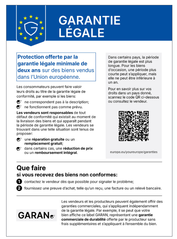 WE Connect - Informations sur la garantie légale par pays